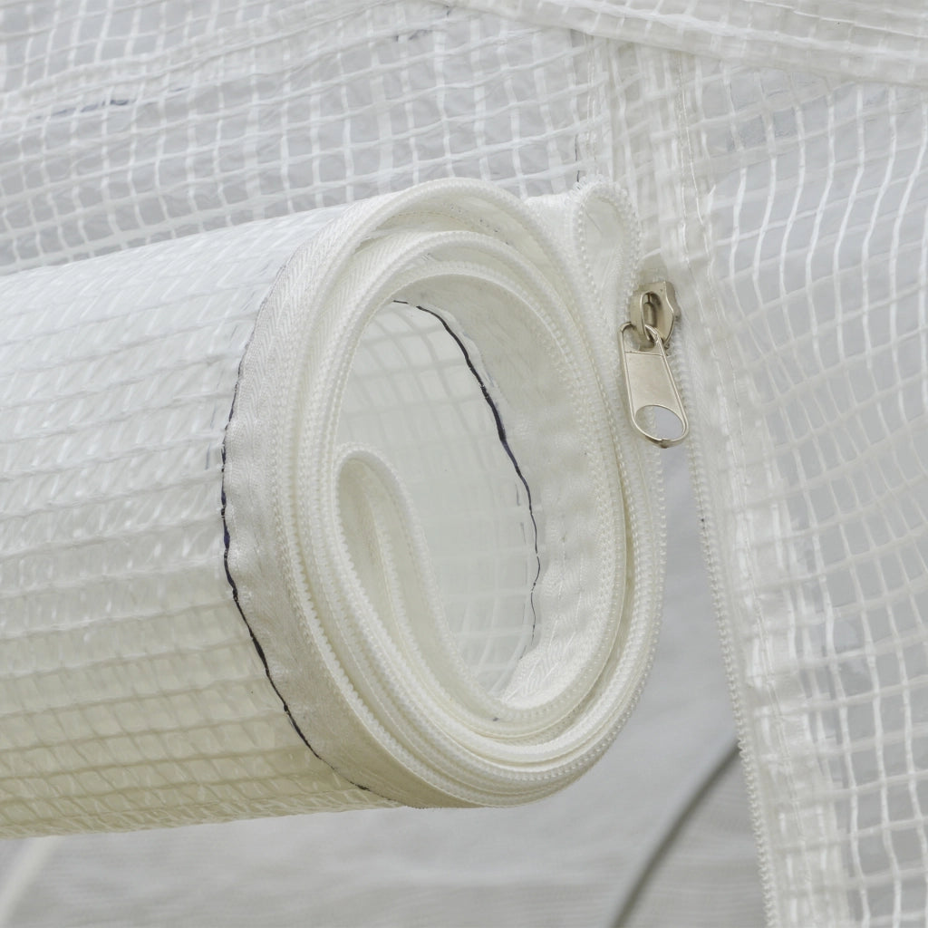 Serra da giardino tunnel ¨C zephmum ¨C Acero galvanizzato bache PE bianco 3.5x3x2 m