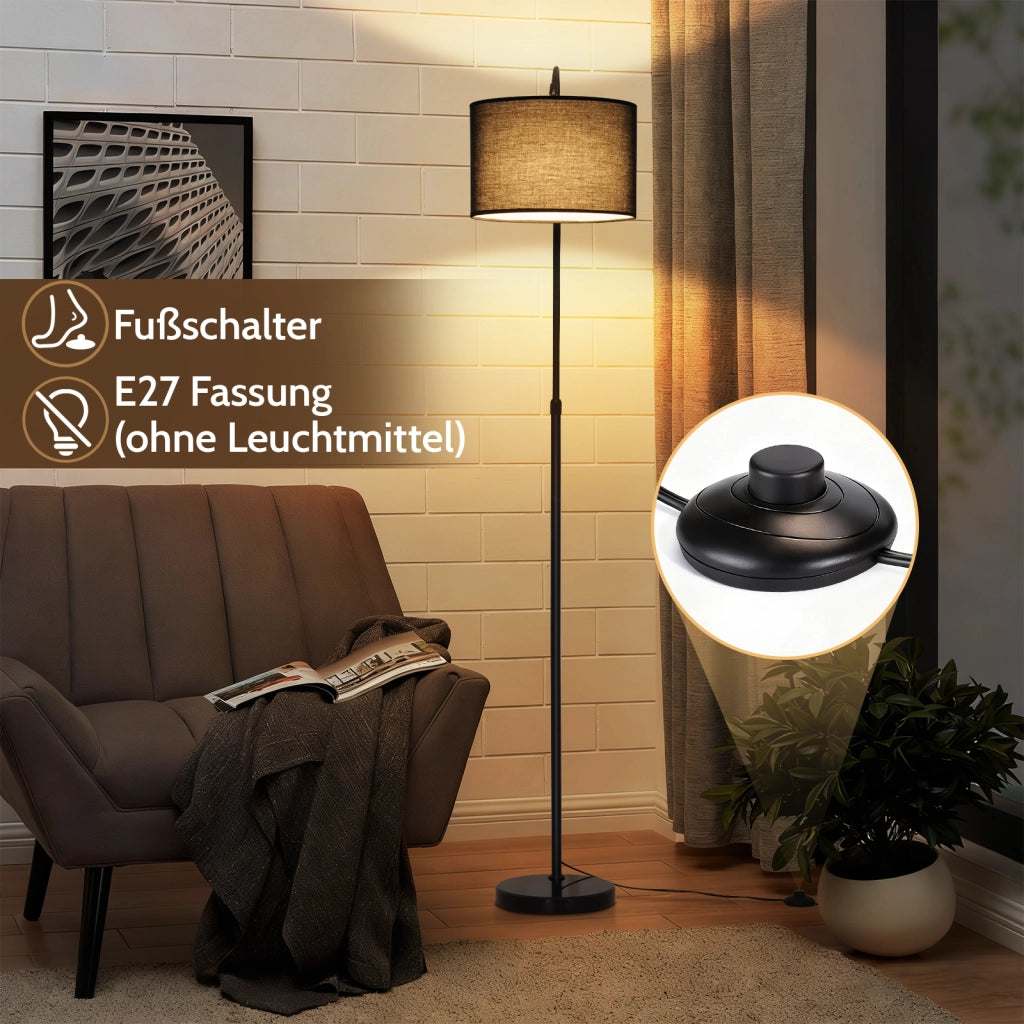 ZMH Lampada da Terra ad Arco Paralume in Tessuto 30cm Altezza 181cm Base in Marmo 26cm E27 per Soggiorno Senza Lampadina