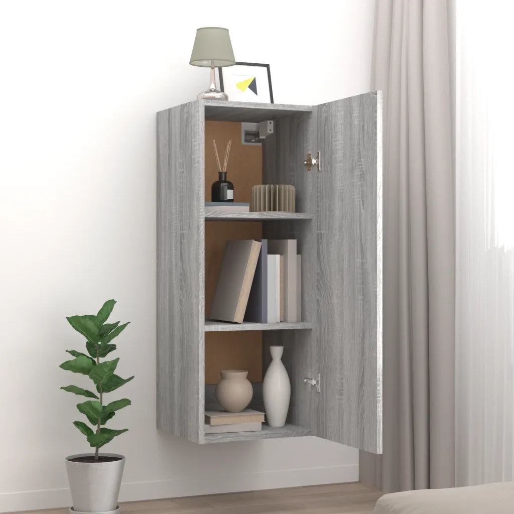 Armadietto a Muro | Mobile a Parete Grigio Sonoma 34,5x34x90 cm Legno Multistrato