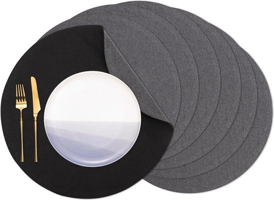 Set di 8 Piatto Ronde da Tavola in Tessuto, Diametro 38 cm, Antiscivolo