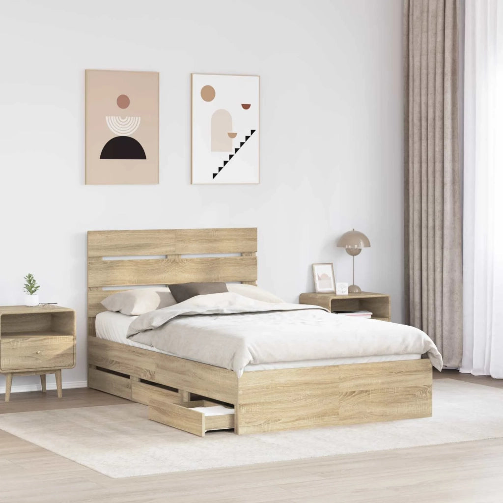 Struttura del letto con cassetto Rovere Sonoma 120 x 190 cm 3411849