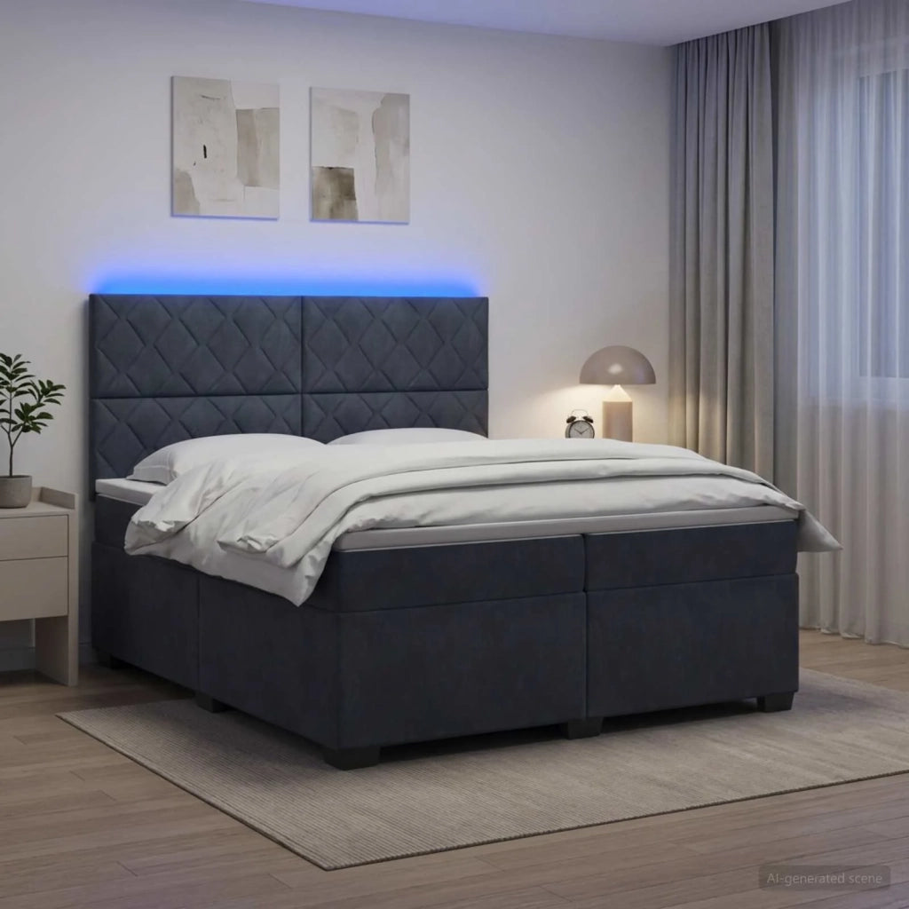 Letto box spring con materasso Grigio Scuro 200 x 200 cm 3455181