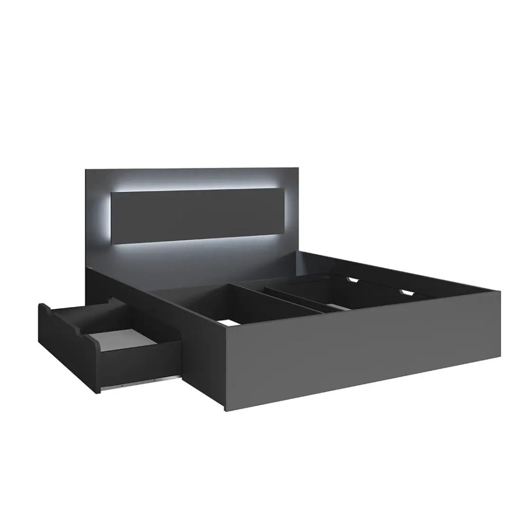 Letto con doghe NOFI 140 x 200 cm con 2 cassetti - grigio grafite