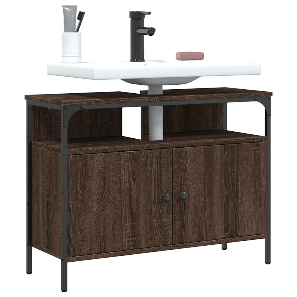 Mobile Lavabo Bagno Rovere Marrone 80x30x60cm Legno Multistrato