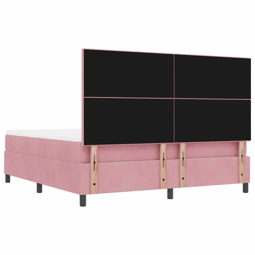 Letto a molle con testiera Rosa 200 x 180 cm Velluto 3344533