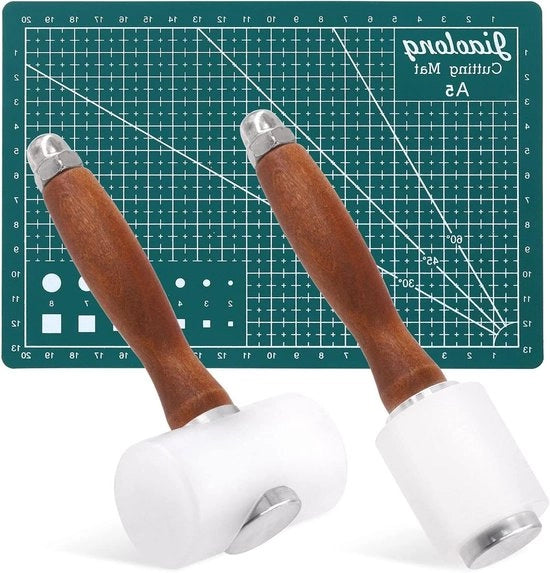 Set per Caricature con Malletto in Pelle e Matita per Taglio A5 con Manico in Nylon e Legno