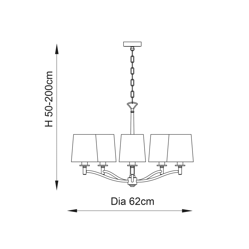 Lampadario 3 luci ottone antico opaco E14 Ortona Endon
