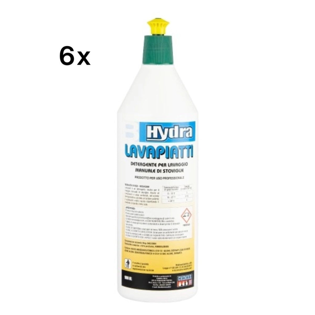 Sapone Lavapiatti Giallo 6 Pezzi x 1 Lt, Detergente Manuale Stoviglie | Hydra Chimica ’98