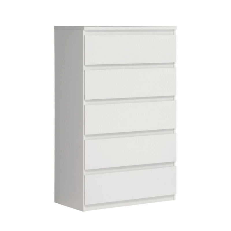 Cassettiera Morgan 5 cassetti 77.2 x 42.2 x H 128.1 cm colore bianco opaco