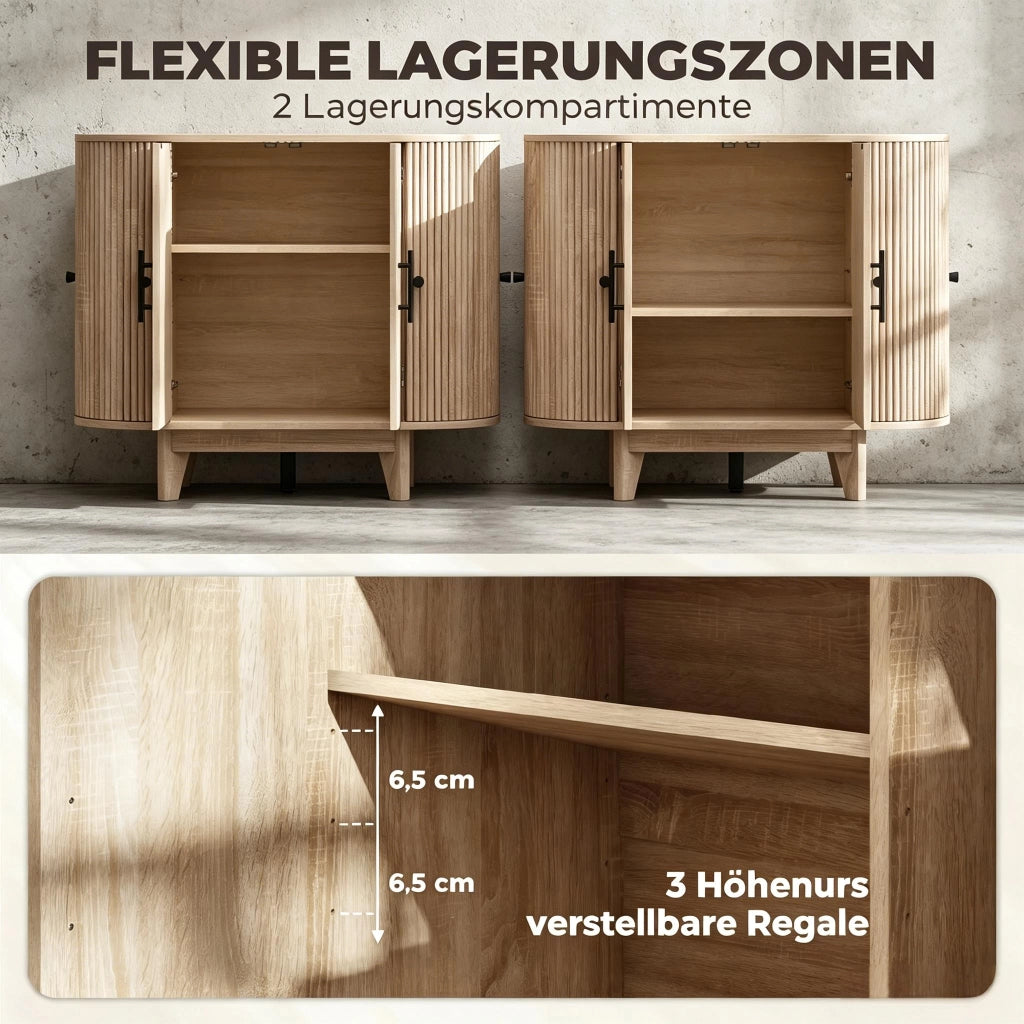 BUFFET 90x40x76 cm in MDF effetto rovere naturale e nero