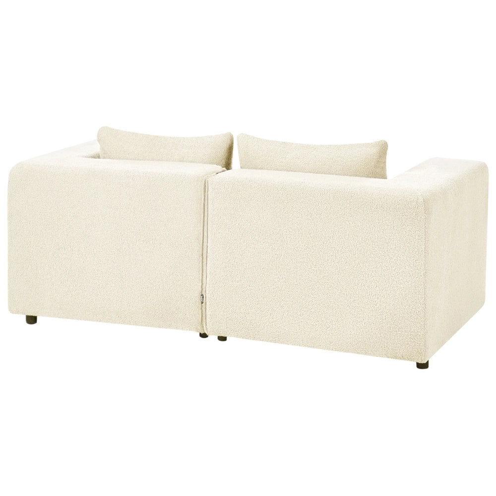Divano modulare a 2 posti Divano componibile in bouclé bianco sporco in due sezioni Stile moderno e minimalista