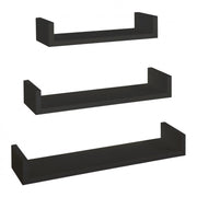 Set di 3 Mensole da Muro, Mensole Muro Design, Mensola da Parete, Nero, 60x8 p15,5 cm, 50x8 p15,5 cm e 40x8 p15,5 cm - Calamita
