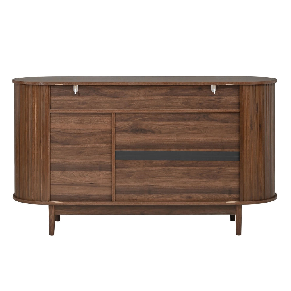 Credenza, mobile da ingresso, armadio a 3 ante, effetto legno, MDF, gambe in legno, colore noce