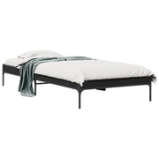 Letto singolo | Letto per adulti | Giroletto Nero 90x200 cm in Legno Multistrato e Metallo