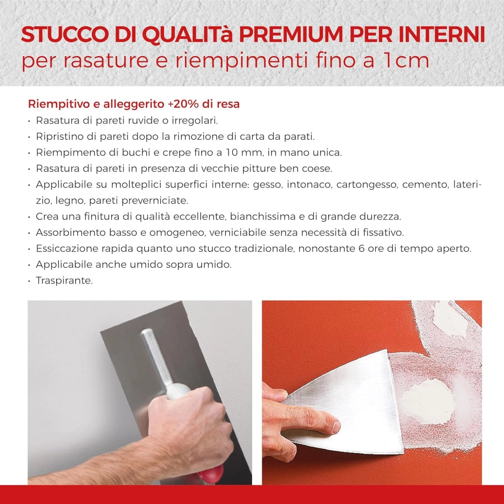 Aguaplast alto standard polvere stucco pronto per interni 1 kg