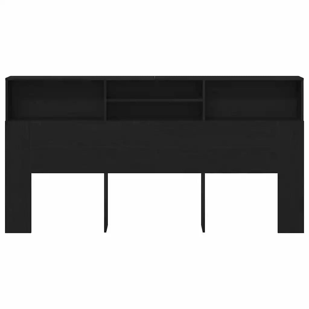 Testata del letto-Testiera con Contenitore Rovere Nero 200 x 19 x 103,5 cm