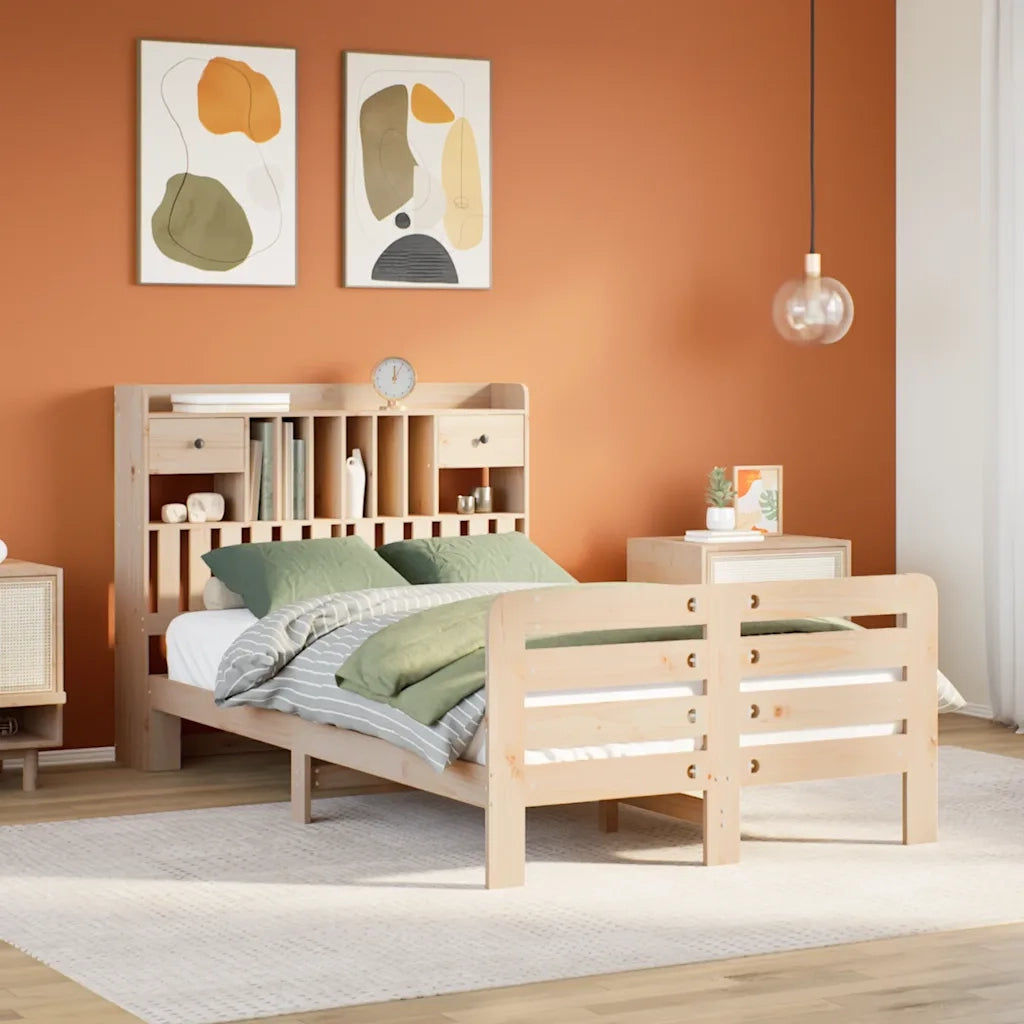 Letto matrimoniale | Letto per adulti | Letto Libreria senza Materasso 135x190 cm in Legno di Pino