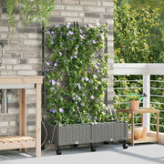 Vaso da Giardino con Irrigazione e Ruote 2 pz Grigio Chiaro PP 3423002