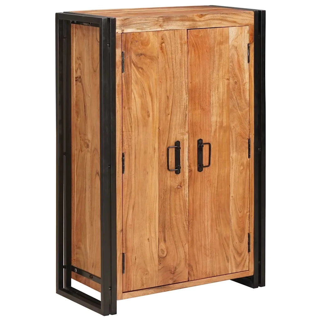 Highboard con Ante Marrone Legno massello di acacia e metallo