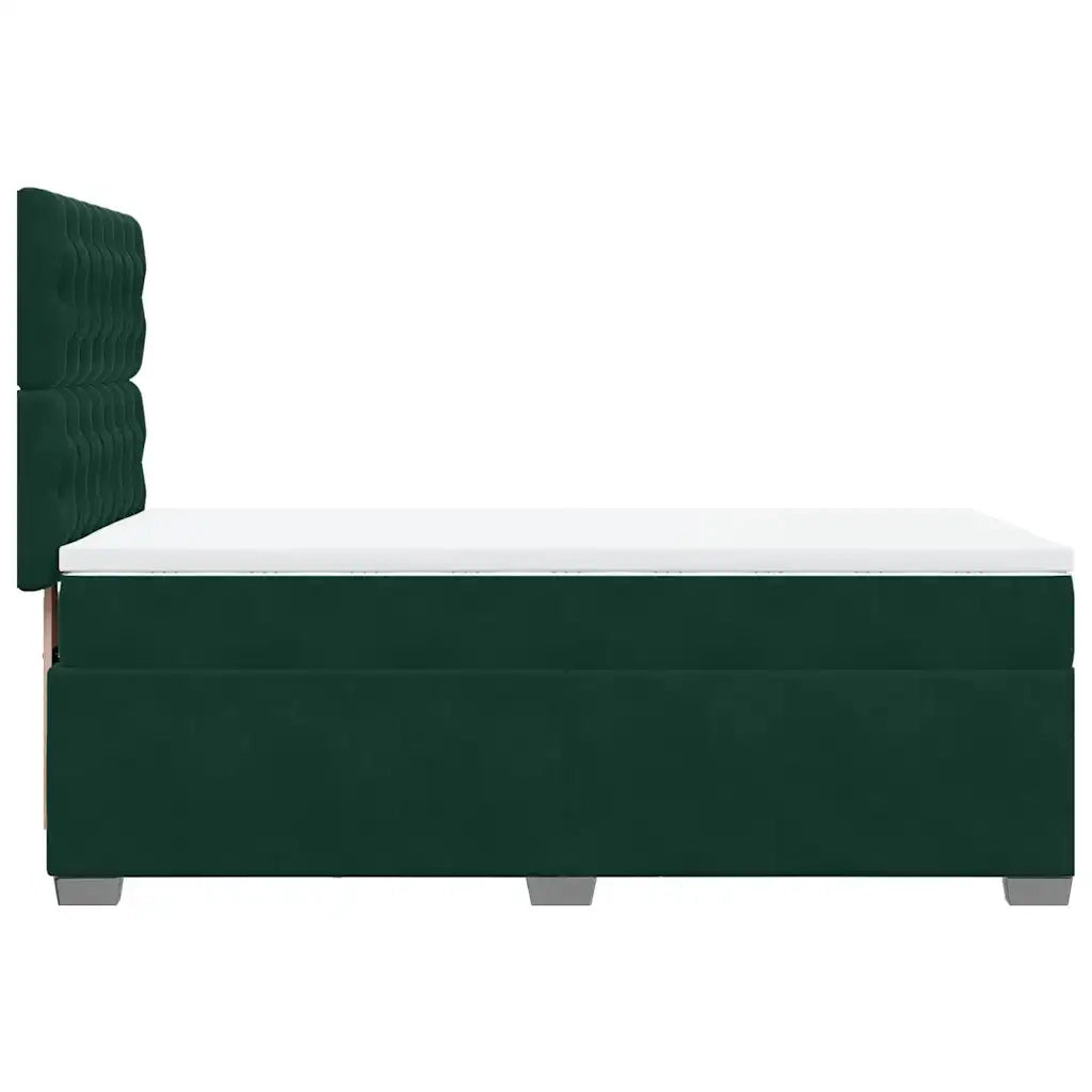Giroletto a Molle con Materasso Verde Scuro 80x200 cm Velluto