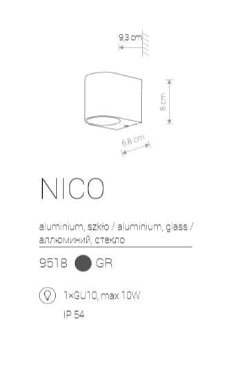 Applique esterna Nowodvorski NICO grafite GU10 IP54