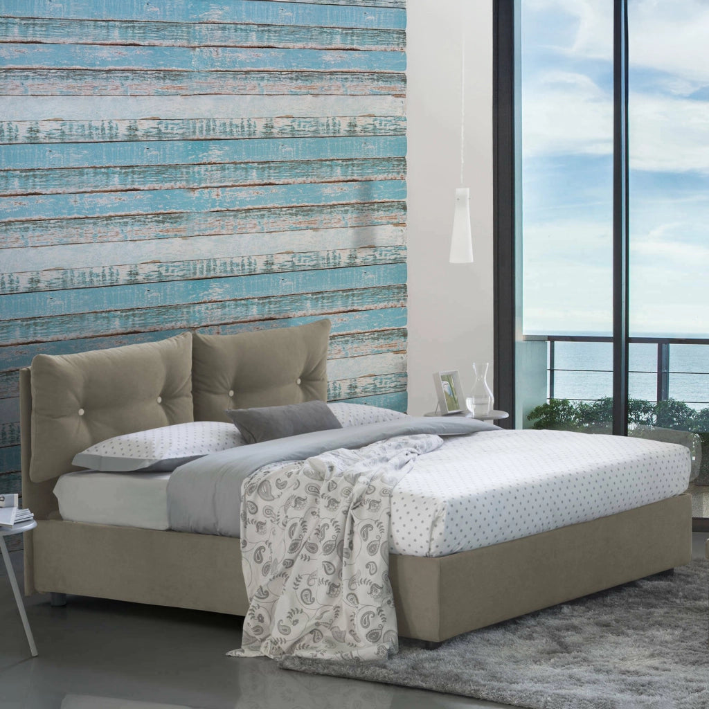 Letto Matrimoniale Calcite, Letto Matrimoniale Materasso Incluso Made in Italy, Grigio Tortora\