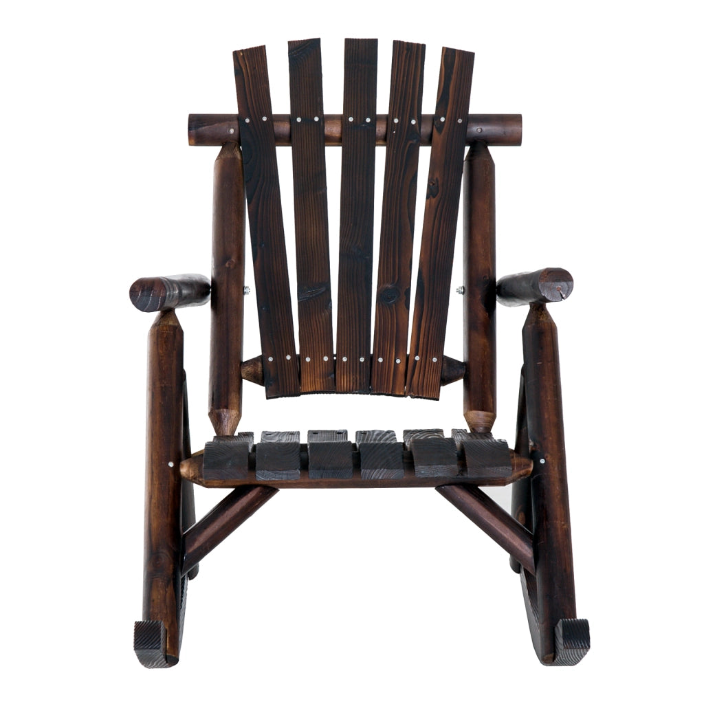 Sedia a dondolo con braccioli in legno massiccio carbonizzato; 97 x 69 x 93 cm; resistente alle condizioni esterne