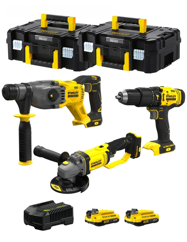 STANLEY FatMax Kit SVK300 (SFMCH900 + SFMCG400 + SFMCD711 + 2 x 2,0 Ah + Caricabatteria + 2 x TSTAK II)