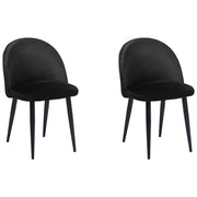 Set di 2 sedie da pranzo in tessuto di velluto Nero moderno design retrò gambe oblique nere