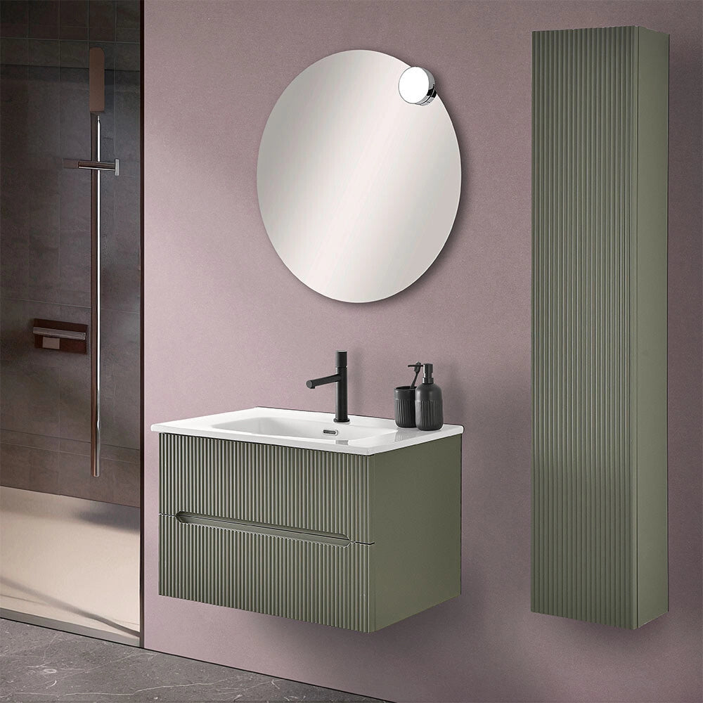 Mobiletto bagno sospeso cannettato 70 cm verde Bali