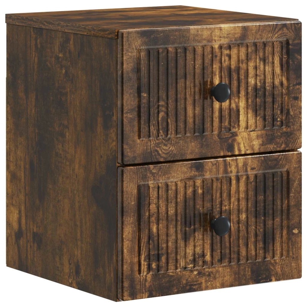 Mobiletto da notte a muro 2 pcs Rovere Fumo 33 x 34,5 x 40 cm 897966