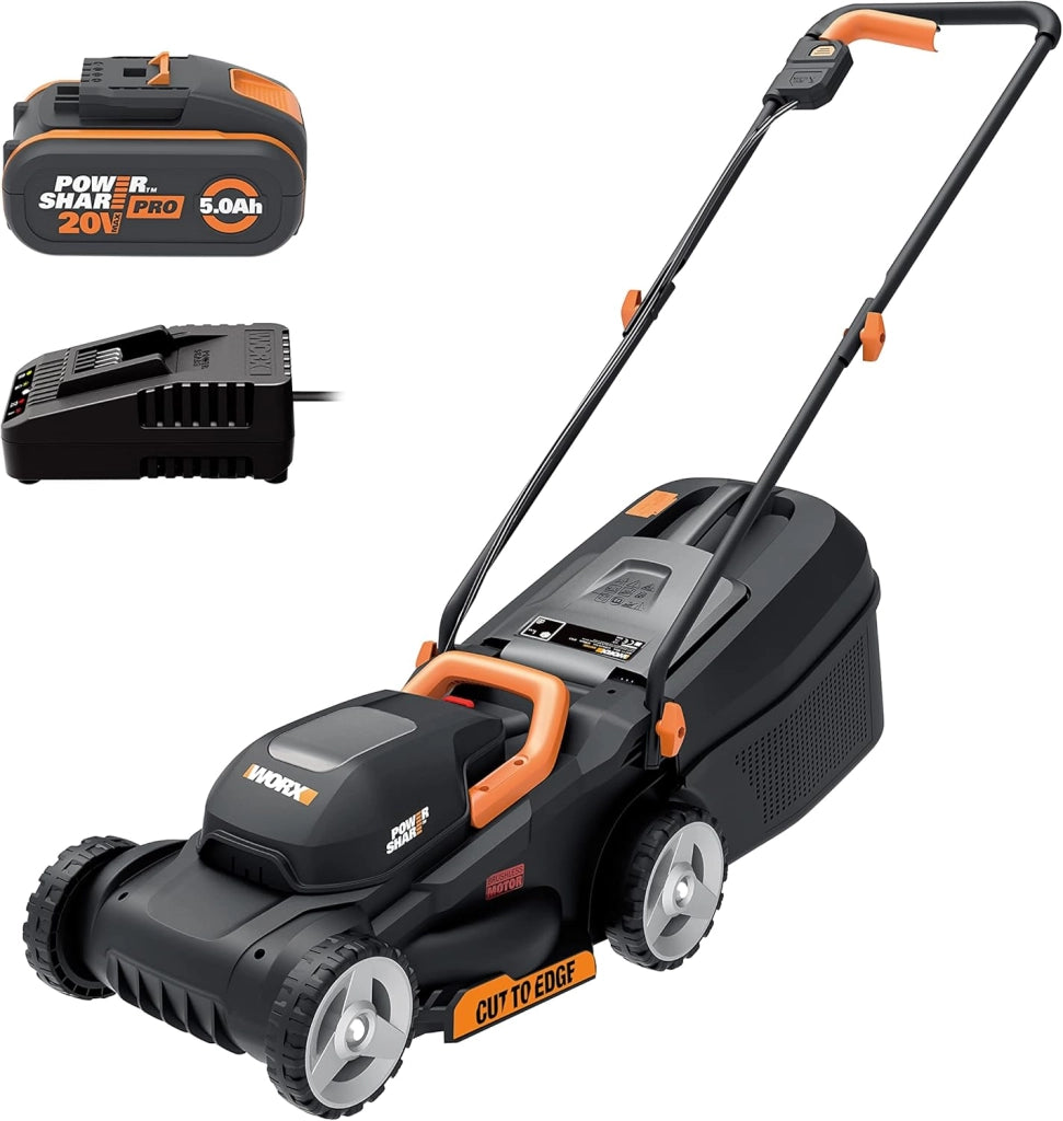 18V(20V MAX) Tosaerba a Batteria WG730E.1, PowerShare, Ampiezza di Taglio 30cm, Taglio a bordo, Motore senza Spazzole, 3 Altezze, Prati fino a 250㎡, 1pz Batteria da 5Ah inclusa