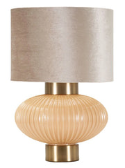 Lampada da Tavolo PERLY GLAM 33x33x49 cm - Base Sferica Perla e Oro con Paralume Neutro - Attacco E27 40W - Design Contemporaneo