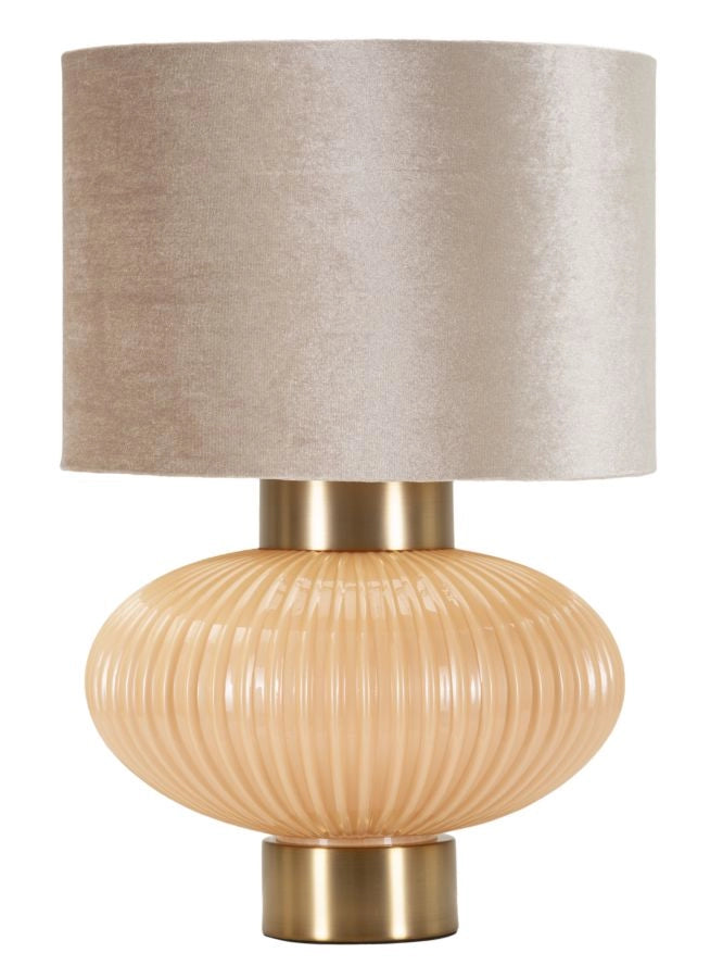 Lampada da Tavolo PERLY GLAM 33x33x49 cm - Base Sferica Perla e Oro con Paralume Neutro - Attacco E27 40W - Design Contemporaneo