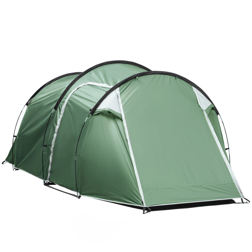 Tenda tunnel per 2-3 persone; tenda da campeggio 190T con perni; fibra di vetro e poliestere; verde scuro; 426x206x154cm per avventure all'aperto