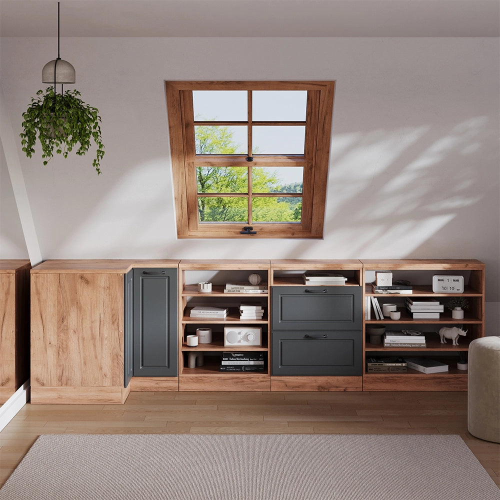 Mobile sottotetto Mobile angolare Rion Antracite rustico/Rovere dorato 75.6 x 83.8 cm con 1 porta, carcassa dell’armadio profondità 60 cm Vicco