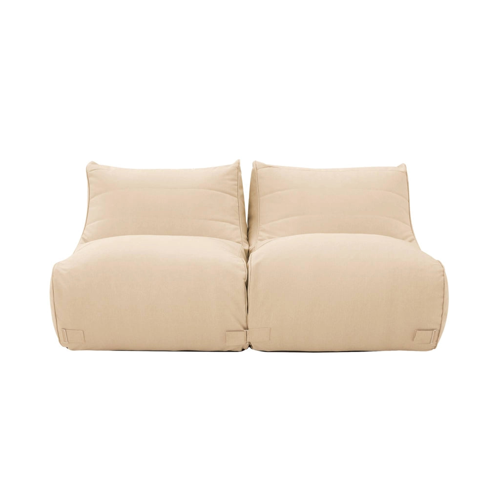 Set 2 puff da esterno in olefina, beige