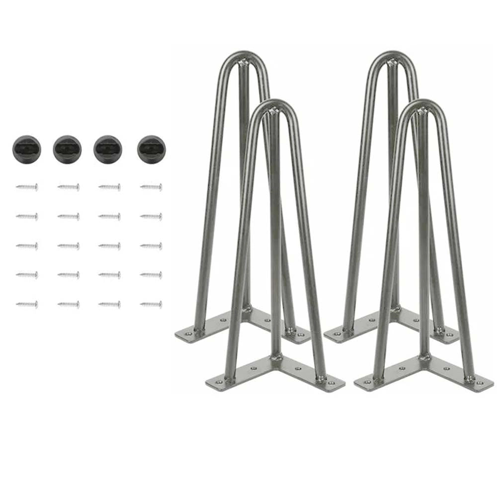 4x Gambe Piedi Tavolo Tavolino Mobili Sgabello 36cm Metallo Design Moderno Grigi