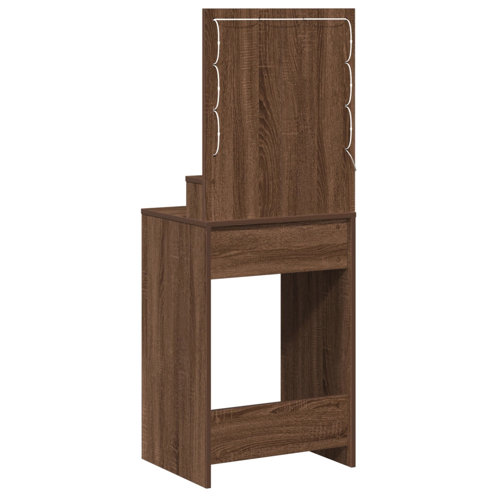 Tavolo da trucco con luci LED in Rovere Marrone 50x41x135 cm