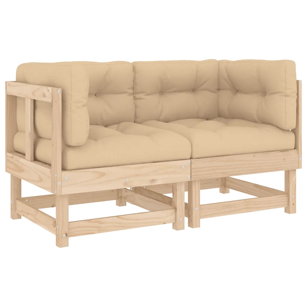 Divani Angolari con Cuscini 2 pz in Legno Massello di Pino 825450