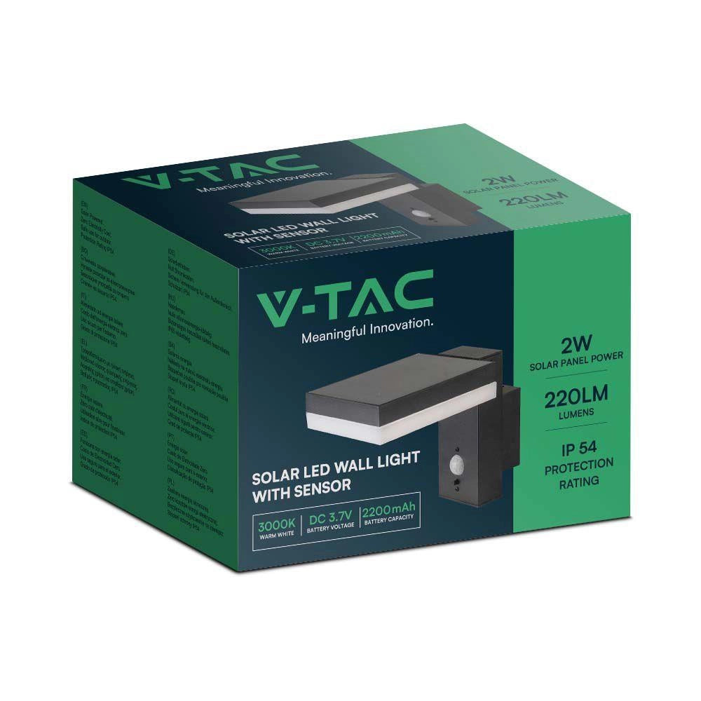 Applique solare esterna con sensore 5,5W 220lm V-TAC 3000K 10402