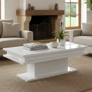 Tavolino da Aboronzi, Made in Italy, Tavolo basso da salotto portariviste, cm 100x55h42, Bianco lucido