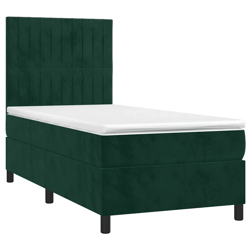 Letto a Molle con Materasso e LED Verde Scuro 80x200cm Velluto cod mxl 61064
