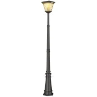 Lampione da Giardino a Energia Solare con Sensore PIR, in Alluminio e Vetro, 26x24x220 cm, Nero
