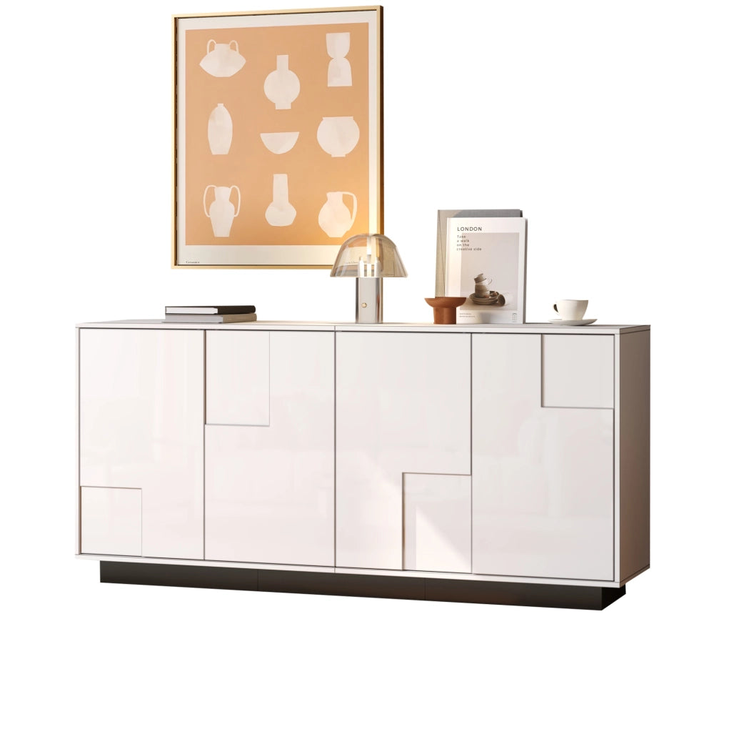 Sideboard soggiorno 160 cm bianco e nero con 4 ante