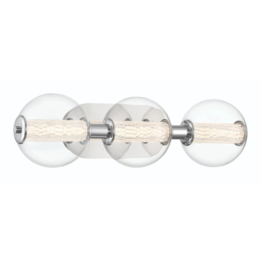 Applique bagno ATOMO cromata 3 sfere vetro LED 13W Quintiesse