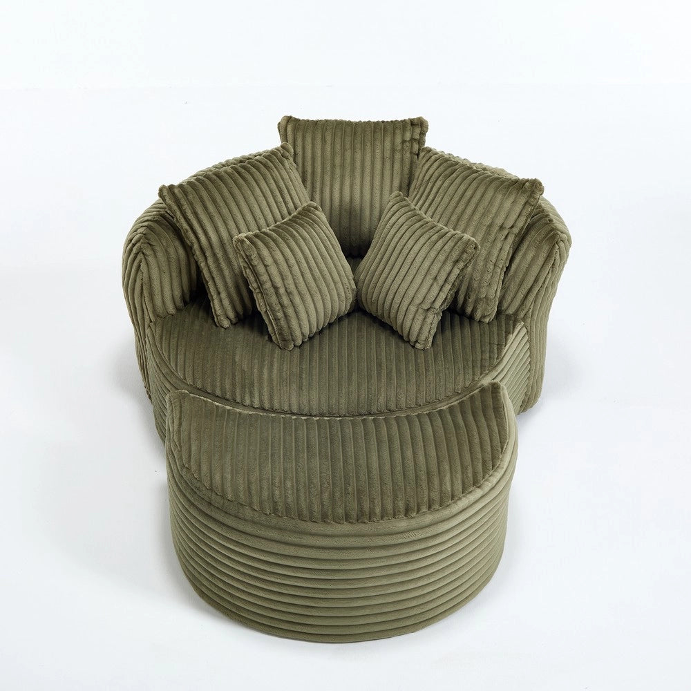 Divano letto senza gambe con pouf ¨C Minimal ¨C tessuto imbottito beige