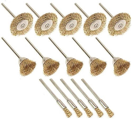 Set di pennelli a filo di 15 - Pennelli morbidi in ottone - Adatti per lavori di carpenteria/lavaggio di metalli - In acciaio inossidabile/acciaio - Alta produttività - Materiale duraturo - Pennelli di pulizia