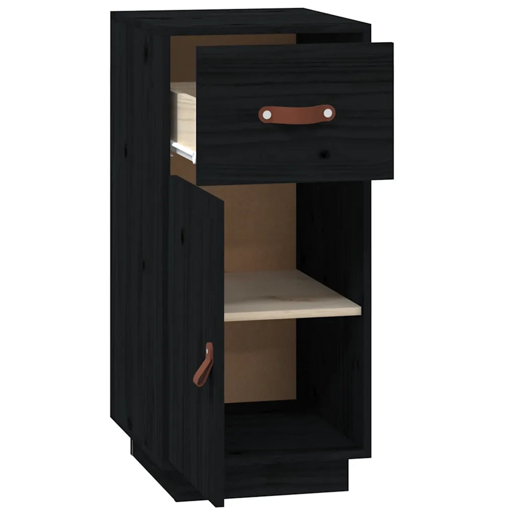 Credenza-Buffet-Armadio da cucina Nera 34x40x75 cm in Legno Massello di Pino