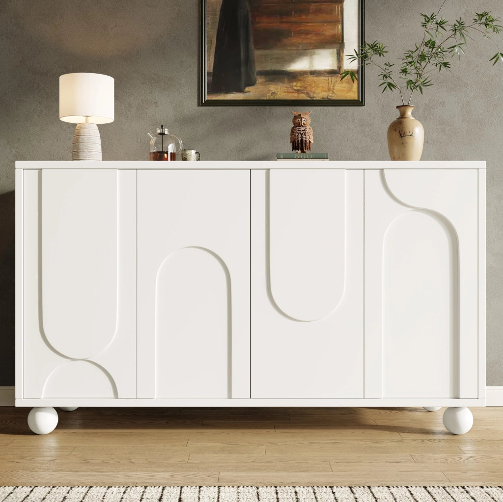 Credenza contenitore 120x35x71 cm con ripiano regolabile, bianca